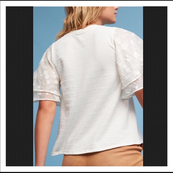 Anthropologie Eri+Ali Floral Sleeves White Sz S - Picture 9 of 9